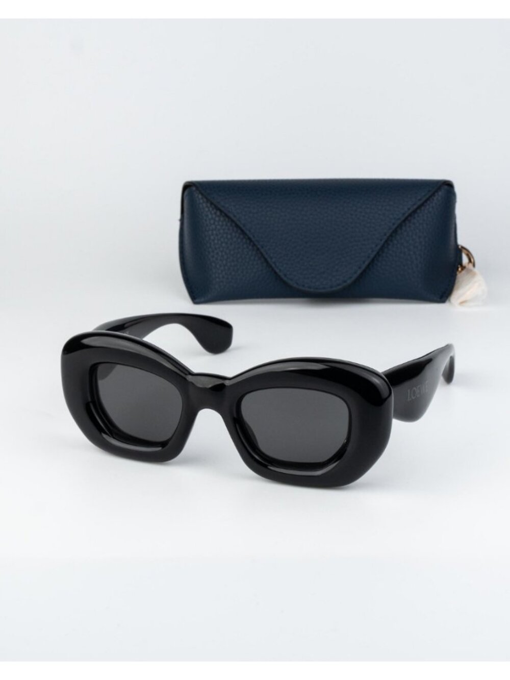 Loewe INFLATED Women Sunglasses Black Smoke Cat Eye LW40117I 01A NEW AUTHENTIC